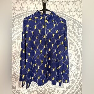 SEAHORSE Sunsets & Sweet Tea Blue Zip Up Jacket with Yellow Seahorse Pattern